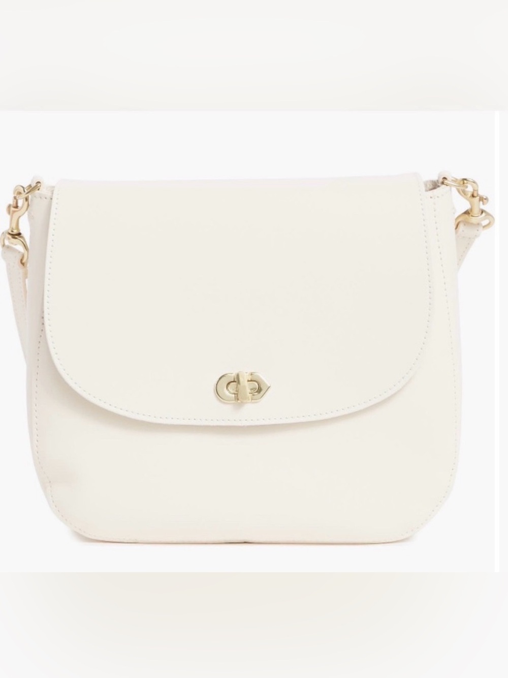 Clare v. Louise White Leather Crossbody Bag with Gold Turn-Lock Accent